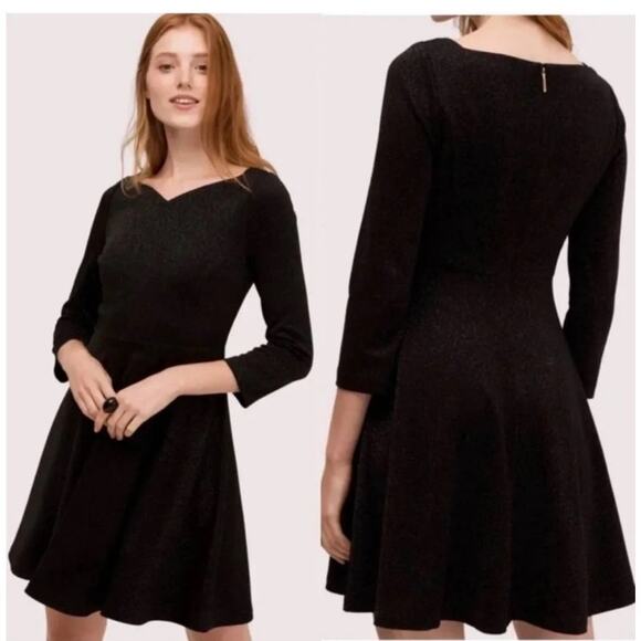 NWT Kate Spade Sparkle Ponte Dress Women's Size 10 Black Long Sleeve $198 - Picture 1 of 11